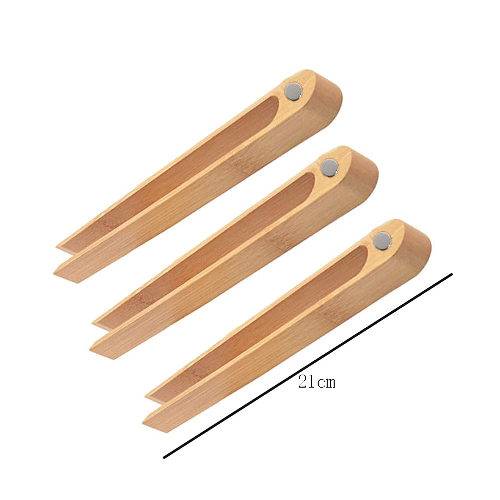 1 Piece Magnetic Toaster Tong Bamboo Toaster Tong Kitchen Toast Tongs Food Tong for Cooking and Holding Toast Bread