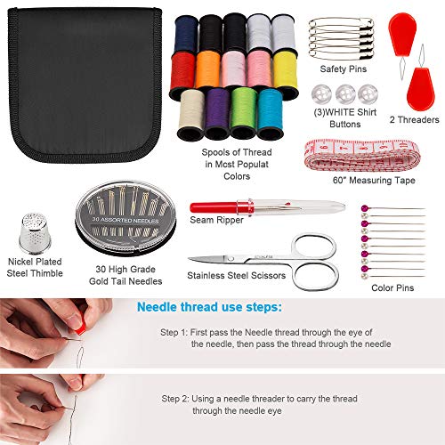 Image of Sewing Kit, Sewing Kits for Adults, OKOM 68Pcs Thread for Sewing, Sewing Supplies, Sew Kit for Home,Traveler,Small Mini, Basic, Beginner, DIY, Needle and Thread Kit, Gift for Mother and Grandma