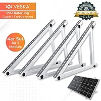 Balkonkraftwerk Halterung Solarhalterung 114cm für Geländer Balkon PV Modul Aufständerung 45 Zoll verstellbar Winkel 0-90 Grad (4 Stück - 2 Module - Dach/Freistehend) – Ansicht 2
