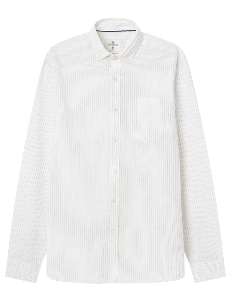 SPRINGFIELD Men's Seersucker Strypes Shirt, Navy, S