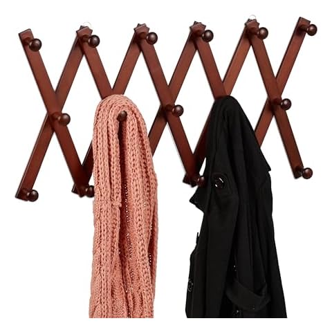 Relaxdays Expandable Wooden Wall Coat Rack Cover