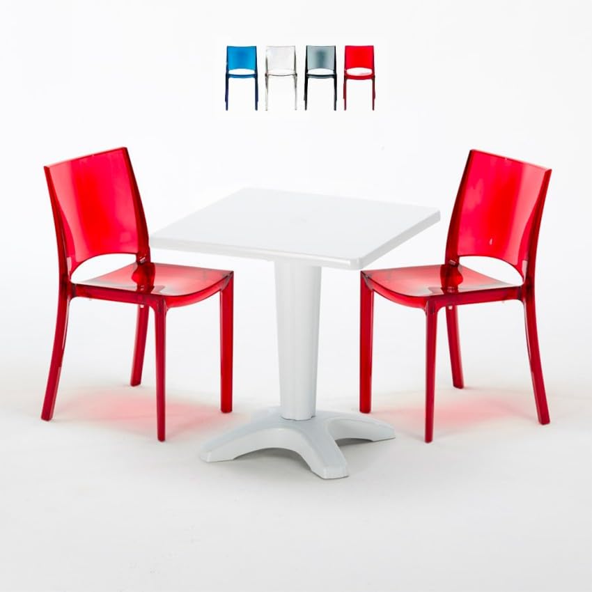 Produce Shop Table et 2 chaises colorées Polycarbonate extérieurs Grand Soleil Caffè