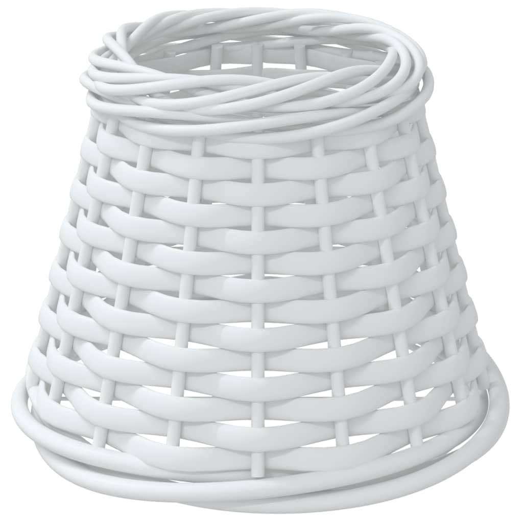 'vidaXL Handcrafted White Wicker Lamp Shade - Multifunctional Ceiling or Table Lamp Shade with Painted Iron Holder, Suitable for E27 Bulbs, Ø15x12 cm Diameter