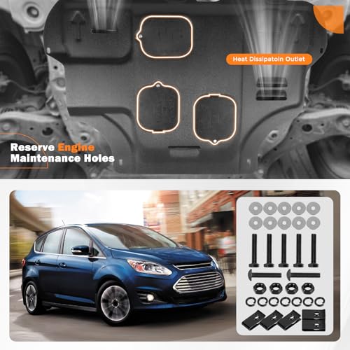 Image of Front Engine Splash Shield Compatible with Ford Focus ST /RS 2012 2013 2014 2014 2016 2017 2018, fit for C-Max 2013-2018 Splash Guards, Engine Cover Mud Flaps Protection