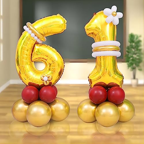 Image of Gold Number Balloons Birthday Balloons - Giant Gold Number 6 Balloon 40 inch, Numbers Balloon Birthday Decorations, Gold Party Supplies for Women Men