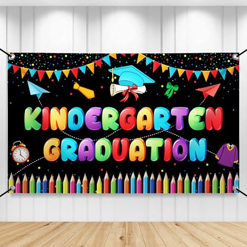 Image of KatchOn, Kindergarten Graduation Backdrop - 72x44 Inch, Kindergarten Graduation Banner for Kindergarten Graduation Decorations 2026 | Kinder Graduation Backdrop, Graduation Decorations 2026