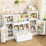 FOTOSOK Toy Storage Organizer with Movable Drawers, Kids Bookshelf for Home