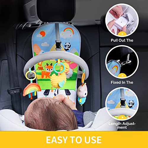 Car Seat Toys, Car Seat Toys For Babies 0-6 Months, Infants Kick & Play Activity Center Arch With Music, Baby Stroller Toys 3-6 Months, Developmental Toys For Toddlers,Travel Sensory Toys (Flamingos) #TOP4