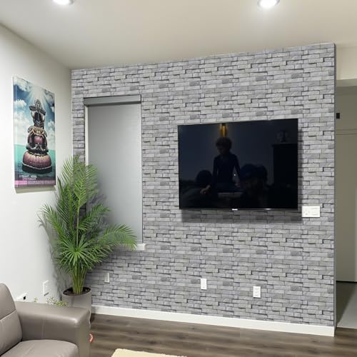 szgwtk 3D Wandpaneele Steinoptik Selbstklebend klebefliesen selbstklebend Ziegelstein Wandverkleidung Steinoptik PVC für Wohnzimmer, Kamin, Schlafzimmer 10 Stück 30 x 30 cm.