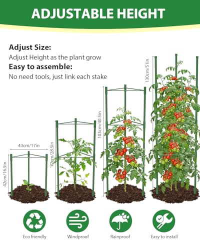 Cage à tomates 40x130 cm MYMULIKE en lot de 3 pour potager surélevé