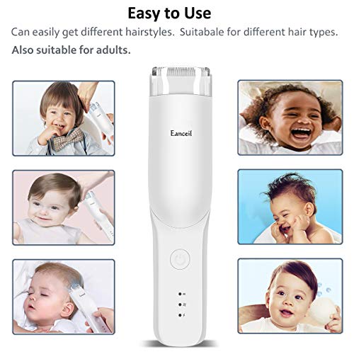 Eanceil Baby Hair Clipper, Vacuum Auto Sucking Snipped Hair Electric Kids Hair Trimmer, Ultra-Quiet Haircut Kit For Infants Kids And Adults, Cordless Rechargeable Waterproof. (White) (White) #TOP4