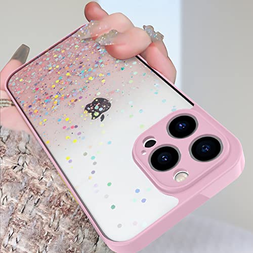 Image of DIZORO Compatible with iPhone 14 Pro Max Case 6.7 inch, Non Moving Glitter Cover for Girls & Women Soft TPU Shockproof Case Anti Scratch Drop Protection Cover|Pink