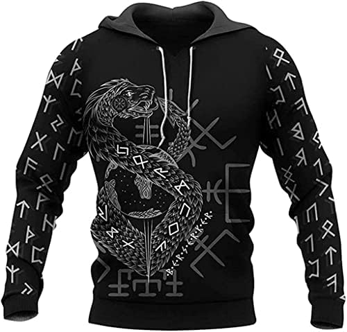 Sudadera con capucha de dragón vikingo para hombre mitología  