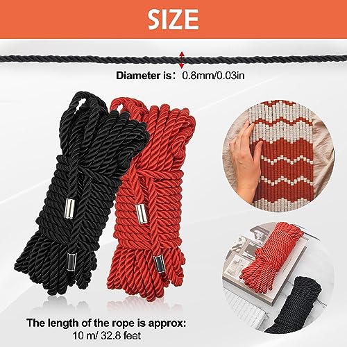 Cuerda trenzada de nailon brillante para decoración del hogar y macramé, paquete de 3 cuerdas 3