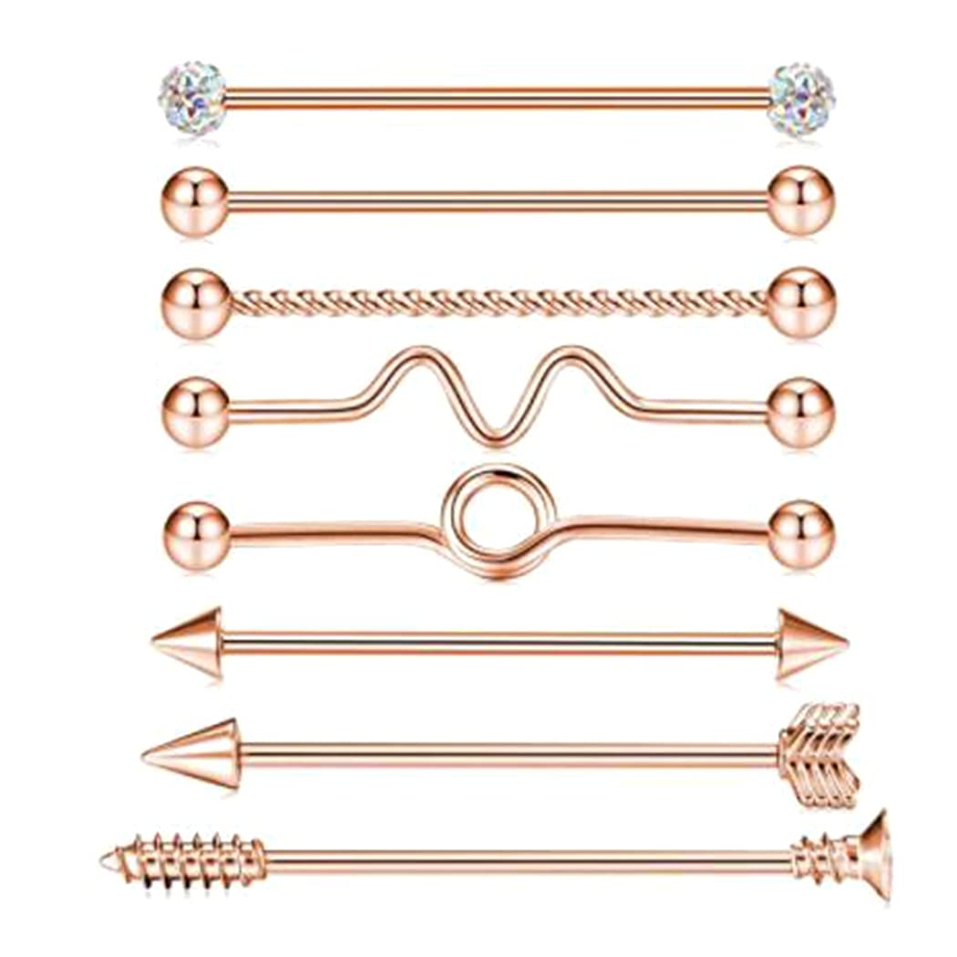 DorakittenDorakitten Ear Barbell Stainless Steel 8PCS Industrial Rustproof Simple Small Creative Ear Piercing Jewelry Fashion Cartilage Elegant Punk