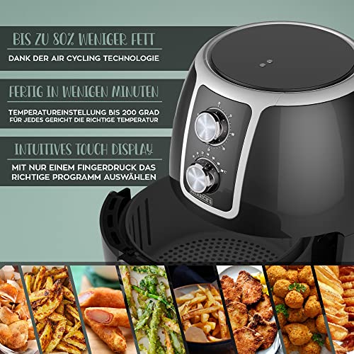 HEINRICHS Heißluftfritteuse Airfryer mit einstellbarem Thermostat, Temperatureinstellung von 80°C-200°C 1500W Heißluft Fritteuse Ohne ÖL Fritteuse Luftfritteuse Timerfunktion 3.7L,Regler – Bild 5