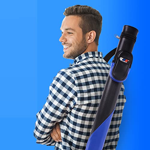 GSE Games & Sports Expert Billiard Cue Cases, 1x1 Deluxe Hard Billiard Pool Cue Stick Carrying Case, Pool Billiards Accessories (Black/Blue) - Thumbnail 7