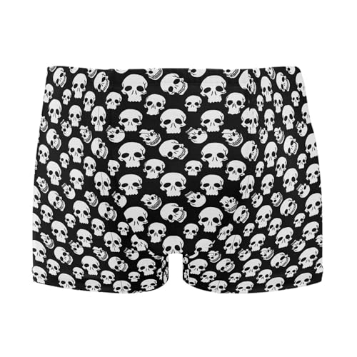 Skull Black White Mens Swim Trunk Swimwear Bathing Suit Swim Brief Square Leg Board Short S B0404413