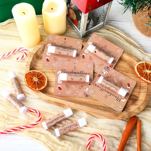 Image of 24 Pcs Christmas Hot Cocoa Lip Balms Bulk Christmas Party Stocking Stuffers Hot Chocolate Flavor Coffee Gift Supplies for Travel Lipstick Winter Birthday Party Favors