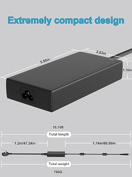 180W AC Adapter Compatible with DELL WD19 K20A001 TB16 D6000 D6000S Business Monitor WD15 K17A001 Docking Station WD19S WD19TBS WD19TB K20A Docking Station with 7.4mm x 5.0mm