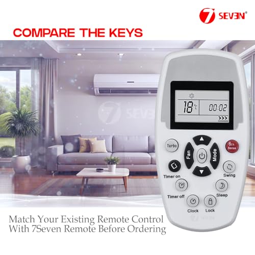 Image of 7SEVEN Compatible with Whirlpool AC Remote Control Model 110A Suitable for 1 1.5 2 Ton Split and Window Air Conditioner - Match Each Key by Key Exactly with Existing AC Remote Function