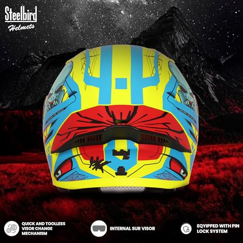 Image of Steelbird SBA-20 Strange ISI Certified Flip-Up Graphic Helmet for Men and Women with Inner Silver Sun Shield