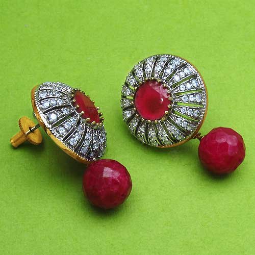 Indian Touch American Diamond Copper Earrings Amazon.in Jewellery