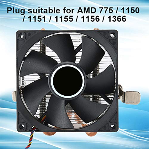 sjlerst Mini Dispositivo Raffreddamento CPU,Ventola della CPU Accessorio per PC Desktop Connettore a 4 Pin Down Blow 2 Tubi in Ottone,per AMD 775/1150/1151/1155/1156/1166,con Alette pulite e Belle