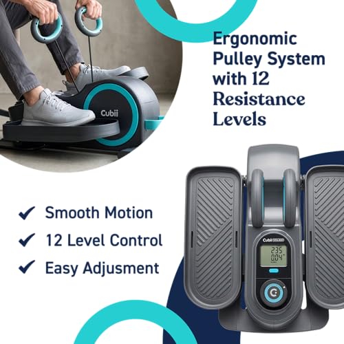 Image of Cubii Total Body Under Desk Elliptical Bike with Built-in Upper Body Resistance Bands | Seated Exercise Machine - Arms + Legs Workout for Seniors & All Ages, 12 Resistance Levels, LCD Display