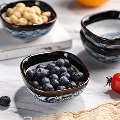 forkmannie Ceramic Sauce Dish Set of 6 Soy Sauce Dipping Bowls Appetizer Plates Side Dishes Serving Dish Japanese Style Dinnerware Set (Blue-1)