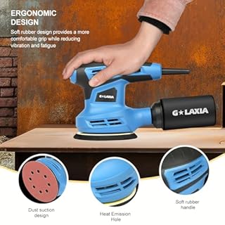 G LAXIA 280W 13000 OPM Orbital Sander with 15Pcs 125mm Sandpapers,6 Variable Speed Electric Random-Orbit Sander with Dust Collector,Fit for Sanding,Woodworking and Polishing