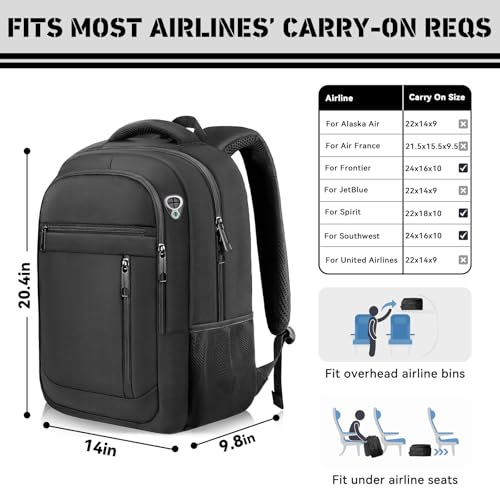 Image of Travel Backpack, Extra Large 45L Travel Backpack for Men & Women, Expandable Laptop Bag, Water Resistant Computer Backpack Fits 18.4 Inch Laptop, Lightweight Daypack for Flight, Black