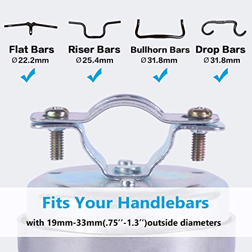 Redsia All Metal Bike Bell, 2 Pack Bicycle Bells For Adults Kids Girls Boys, Left Side Mount And Right Handed Bell Fits Handlebars With 22.2Mm To 31.8Mm Diameters (Silver, Right Hand Use) #TOP3