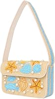 IndianShelf Handcrafted Beach Beaded Evening Purse for Women - Seashell Starfish Shoulder Bag, Boho Clutch with Box
