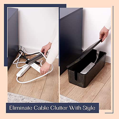 Image of Large Cable Management Box - Cable Organizer Box and Power Strip Box for Electrical Cord Management - Hide Desk Cord and Floor Cables - Wire Storage and Organization for Cords