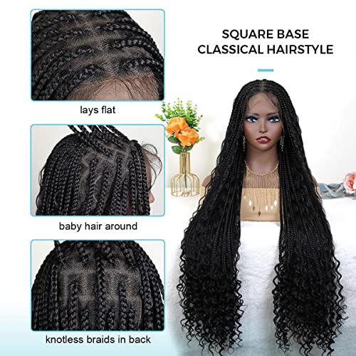 Sangtok 36 Inch Boho Box Braid Wigs Double Full Hd Lace Goddess Locs Wig, Pre Plucked With Baby Hair Knotless Square Braided Lace Wigs For Black Women #TOP1