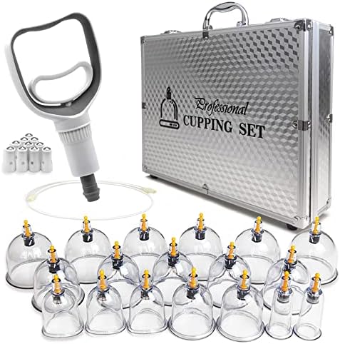 Professional Cupping Set, Chinese Cupping Therapy Set for Body Massage Pain Relief, Cupping Kit Includes 18 Massage Cups 10 Acupressure Magnets 1 Vacuum Pump 1 Storage Suitcase