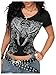 SOLY HUX Women's Graphic Tees Y2K Vintage Gothic Tops 2000s Streetwear Shirt Emo Scene Alternative Clothes for Women Black Graphic Medium
