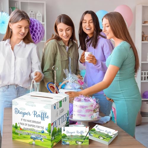 Image of Teling 51 Pieces Diaper Raffle Tickets with Card Box,Golf Style