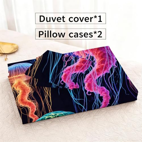 Parure de lit 220x240 méduse violette en microfibre douce et soyeuse - 7