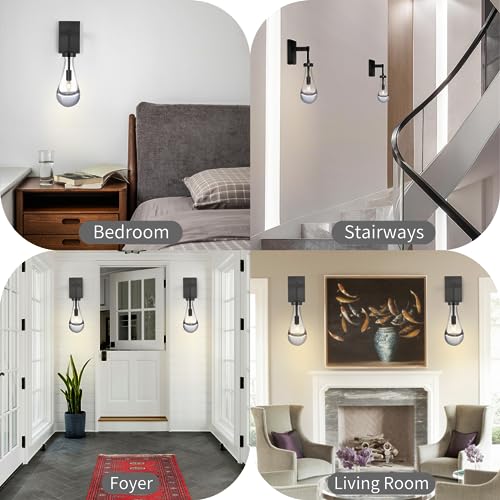 Image of Wall Sconces Set of Two, Black Dimmable Raindrop Wall Lighting, Modern Bathroom Sconces Wall Lamps Vanity Lighting for Living Room, Wall Lights for Bedroom, Hallway