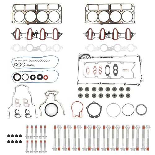 Image of Dasbecan Full Cylinder 5.3 Head Gasket Set with ES72220 Bolts Intake Exhaust Manifold Oil Pan Gasket Compatible with 2005-2014 Chevy Silverado Avalanche Suburban GMC Sierra Yukon Cadillac Buick 5.3L