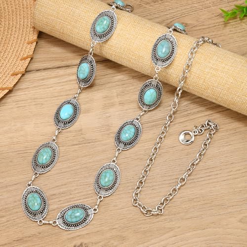 Western Oval Concho Chain Belt for Women Metal Waist Chain Belt for Jeans Western Dresses Cowgirl4