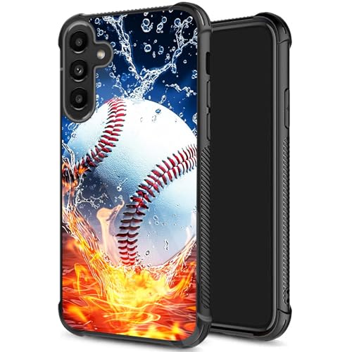 JHYYTUJTYP for Galaxy S25 Case,Tire Texture Non-Slip Soft TPU Hard Back Shockproof Anti-Scratch Protective Case for Samsung Galaxy S25 6.2 inch 2025,Baseball Ball on Fire and Water - image 1