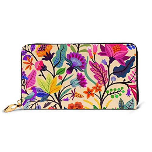 Preisvergleich Produktbild JHGFG Mode Handtasche Reißverschluss Brieftasche Nahtloses Blumenmuster Großformatiges Design Woody Phone Clutch Geldbörse Abendkupplung Blocking Leather Wallet Multi Card