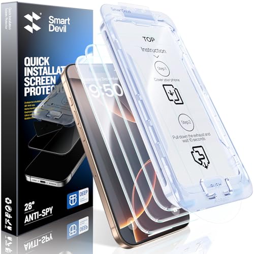 SMARTDEVIL 2 Pack Screen Protector for iPhone 16 Pro (6.3 Inch) Tempered Glass, HD Clear Film, Easy Installation, Dust-Free & Bubble-Free