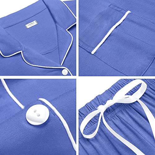 Image of SWOMOG Womens Button Down Pajamas Set Short Sleeve Sleepwear Bride Soft Pj Lounge Sets XS-3XL