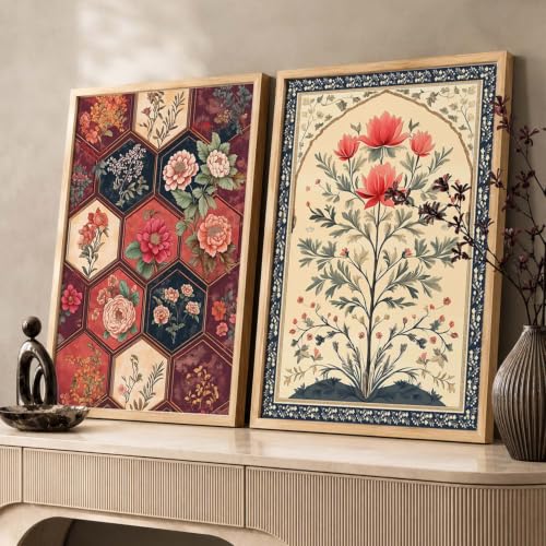 Image of kotart - Indian Wall Art Home Decor Frames Framed Wall Painting for Home Room Bedroom Office Wall Decor Wall Paintings For Home Decoration Pichwai Art Painting for Wall Decoration Wall Poster With frames Traditional Indian Wall Art Madhubani Paintings for Living Room set of 2 (Art 8, (19x25 inch), Framed)