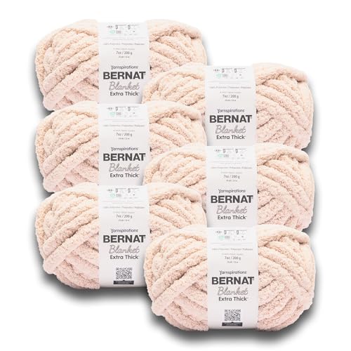 Image of Bernat Extra Thick Chunky Yarn for Crocheting Soft, Pink Dust, 6-Pack
