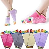 JJOnlineStore – 4 Paar Anti-Rutsch-Fitness- und Massagesocken, 5 Zehen, für Pilates, Yoga, Fitnessstudio